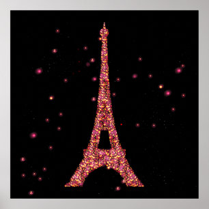 Poster Parties scintillant Tour Eiffel