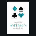 Poster Parties scintillant turquoise Destiny Las Vegas Ma<br><div class="desc">Commémorez votre journée de mariage avec un imprimé d'art personnalisé. L'espace blanc dans ce design moderne rend ce poster adapté aux signatures d'invités à la réception, comme de beaux art dans votre nouvelle maison ensemble et même comme le traditionnel cadeau en papier d'un premier anniversaire. Coordonné en toute transparence avec...</div>