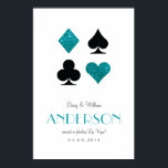 Poster Parties scintillant turquoise Destiny Las Vegas Ma<br><div class="desc">Commémorez votre journée de mariage avec un imprimé d'art personnalisé. L'espace blanc dans ce design moderne rend ce poster adapté aux signatures d'invités à la réception, comme de beaux art dans votre nouvelle maison ensemble et même comme le traditionnel cadeau en papier d'un premier anniversaire. Coordonné en toute transparence avec...</div>