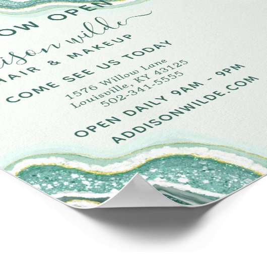 Poster Parties scintillant turquoise et or Agate Géode Bu (Coin)