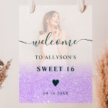 Poster Parties scintillant violet ombre photo Sweet 16 bi<br><div class="desc">Chic violet lavande parties scintillant ombre chic Sweet 16 bienvenue,  ajoutez votre photo</div>