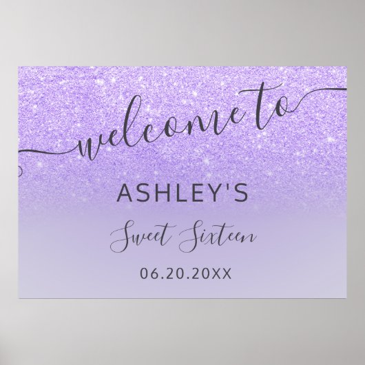Poster Parties scintillant violette lilas élégant accueil (Devant)