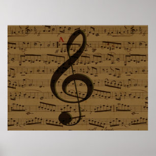 Poster Partition de musique classique à clé de sol musica