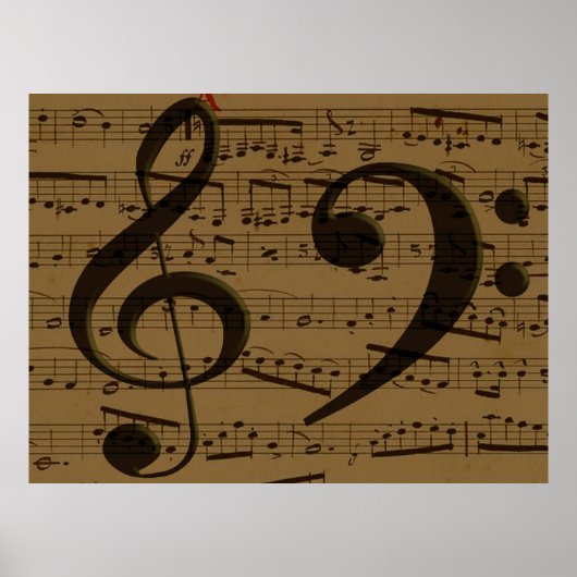 Poster Partition de musique classique à clé de sol musica (Devant)
