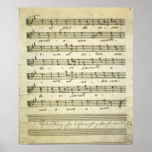 Poster Partition vintage, Partition musicale antique 1810 (Devant)
