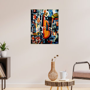 Poster Parto de Viola Bom Menage, Cubisme,
