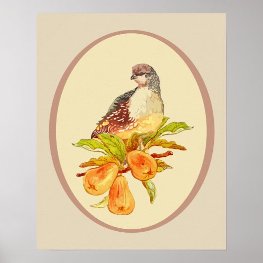 Poster Partridge in a Pear Tree Christmas Song Citation (Devant)