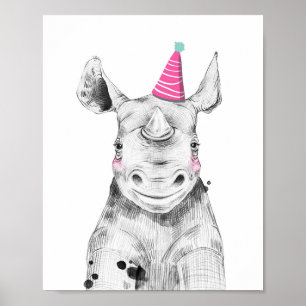 Poster Party Rhino Wild Safari Animaux Décor d'anniversai