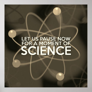 Poster PARVIONS MAINTENANT D'UN MOMENT DE SCIENCE Vintage