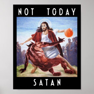 Poster Pas Aujourd'Hui Satan Jesus Vs Satan À Bysketbyll