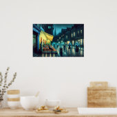 Poster "Pas besoin d'art" (Café Terrasse Noir) (Cuisine)