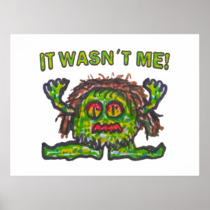 Poster Pas coupable gremlin drôle main dessinée illustrat