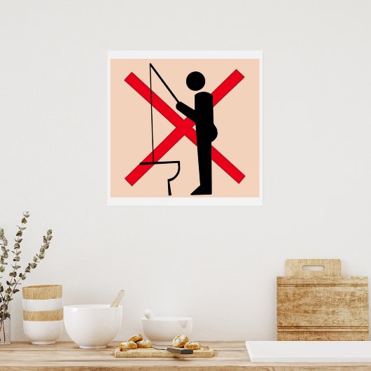 Poster Pas d'affiche de pêche dans les toilettes (Cuisine)