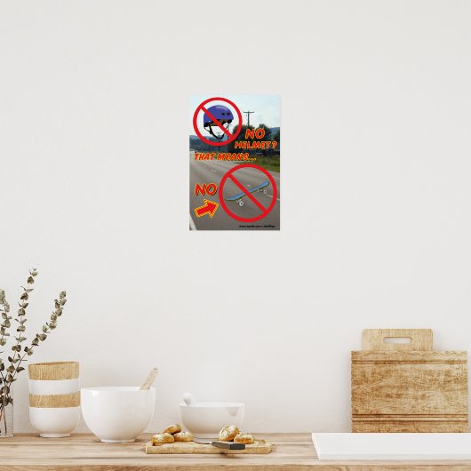 Poster Pas de casque Pas d'affiche de skateboard 3 (Cuisine)