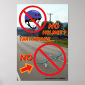 Poster Pas de casque Pas d'affiche de skateboard 3 (Devant)