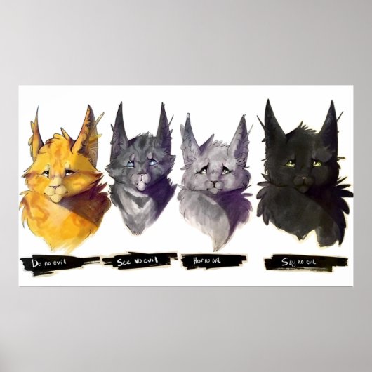 Poster Pas de chats guerriers mal puissance de trois illu (Devant)