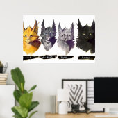 Poster Pas de chats guerriers mal puissance de trois illu (Bureau à domicile)