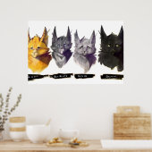 Poster Pas de chats guerriers mal puissance de trois illu (Cuisine)