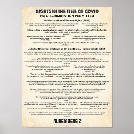 Poster "Pas de discrimination" Droits de l'homme X Petite (Devant)