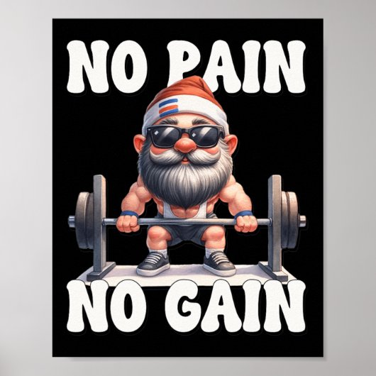 Poster Pas de douleur, pas de gain, amour de gnome de fit (Devant)