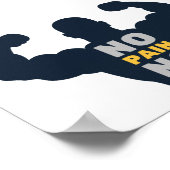 Poster Pas de douleur Pas de gain Bodybuilder Gym Motivat (Coin)