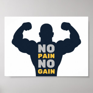 Poster Pas de douleur Pas de gain Bodybuilder Gym Motivat
