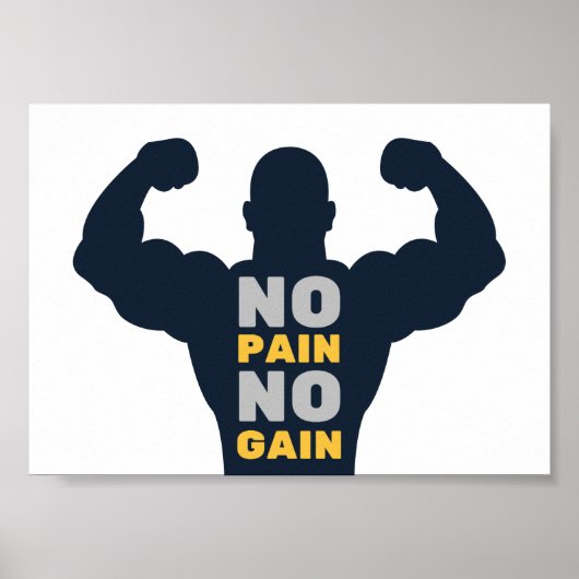 Poster Pas de douleur Pas de gain Bodybuilder Gym Motivat (Devant)