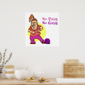 Poster pas de douleur pas de gain drôle bowling design (Cuisine)