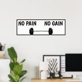 Poster Pas de douleur Pas de gain entraînement motivation (Bureau à domicile)
