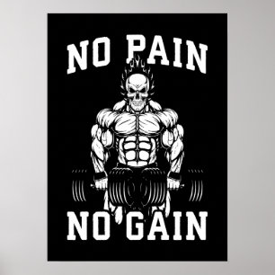 Poster Pas de douleur, pas de gain - Gym entraînement Mot