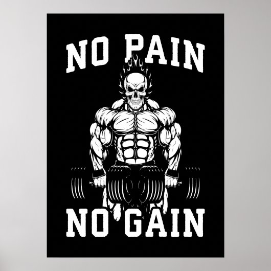 Poster Pas de douleur, pas de gain - Gym entraînement Mot (Devant)