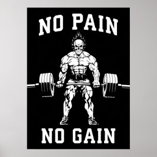 Poster Pas de douleur, pas de gain - Gym entraînement Mot