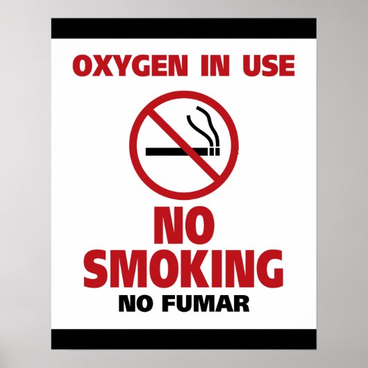 Poster Pas de fumée - Oxygène en usage - Pas de fumée (Devant)