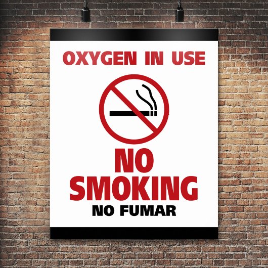 Poster Pas de fumée - Oxygène en usage - Pas de fumée