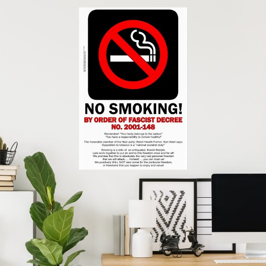 Poster PAS DE FUMEURS ! - Par décret fasciste ! -AFFICHE (Bureau à domicile)