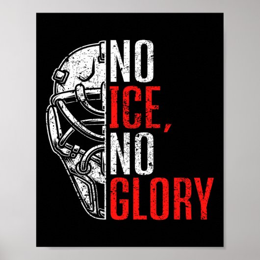 Poster Pas de glace, pas de gloire Funny Ice Hockey (Devant)