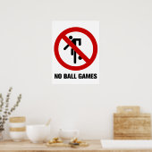 Poster Pas de jeux de balle ⚠ Panneau du parc thaï ⚠ (Cuisine)