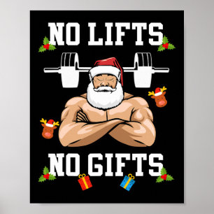 Poster Pas de levées, pas de cadeaux - Noël de culturisme