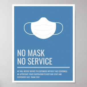 Poster Pas de masque Pas de service Signalisation de maga