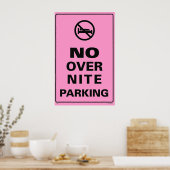 Poster Pas de parking sur place - Rose (Cuisine)
