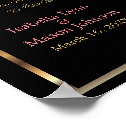 Poster Pas de plan de siège - Elégant Mariage rose Roses (Coin)