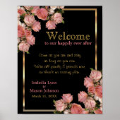 Poster Pas de plan de siège - Elégant Mariage rose Roses (Devant)