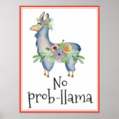 Poster Pas de Prob-llama Funny Floral Llama Salle pour en (Devant)