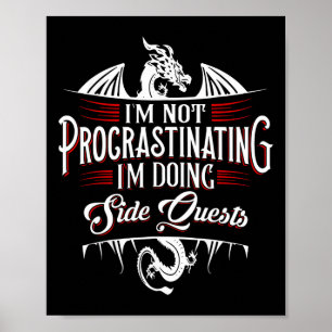 Poster Pas de Quêtes Secondaires Procrastinant Drôle Rpg