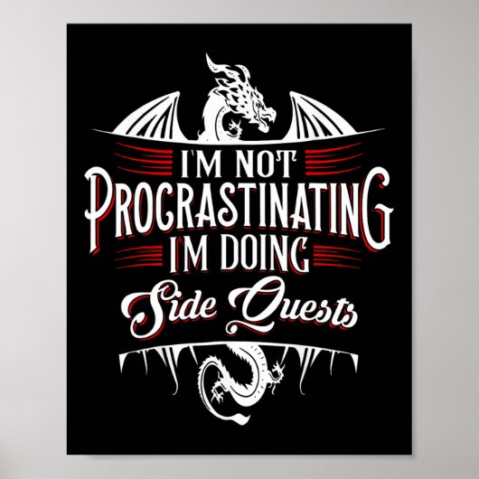 Poster Pas de Quêtes Secondaires Procrastinant Drôle Rpg (Devant)