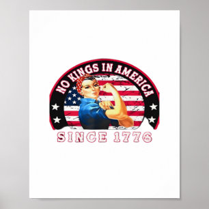 Poster Pas de rois en Amérique depuis 1776 Drapeau USA Sa