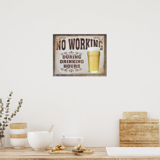 Poster Pas de travail pendant les heures de boisson affic (Cuisine)