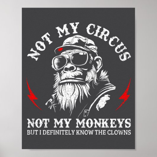 Poster Pas mon cirque, pas mes singes, drôle de dicton de (Devant)