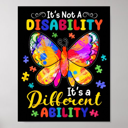 Poster Pas un handicap une capacité différente papillon (Devant)