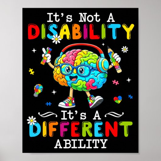Poster Pas un handicap une capacité différente soutien au (Devant)